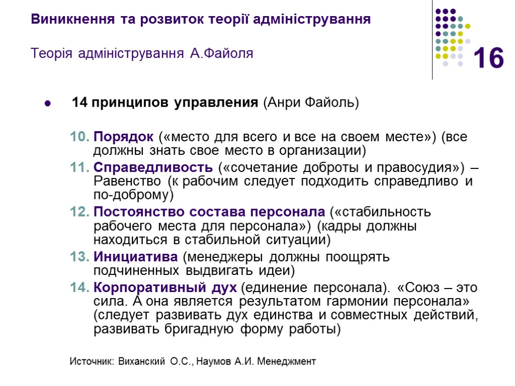 16 Виникнення та розвиток теорії адміністрування Теорія адміністрування А.Файоля 14 принципов управления (Анри Файоль)